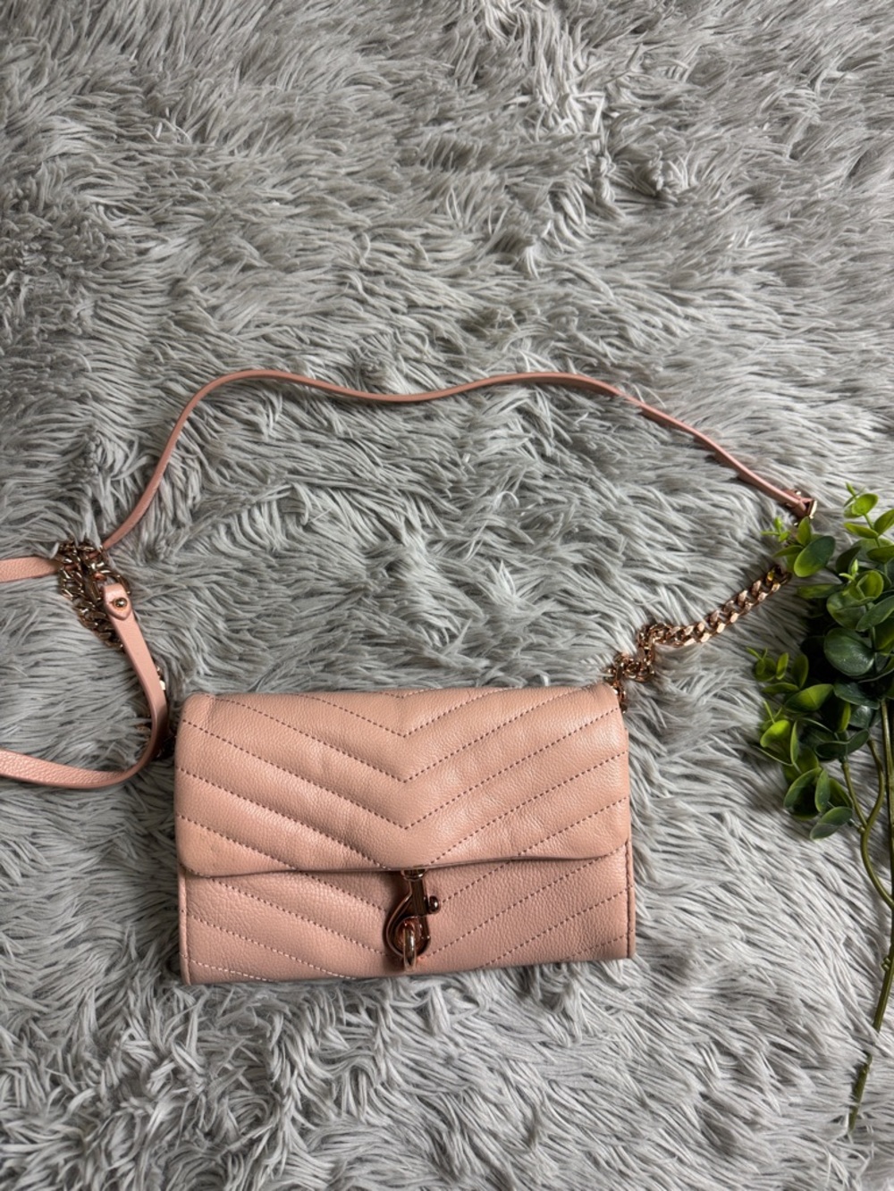 Rebecca Minkoff pink Edie Leather Chain Wallet